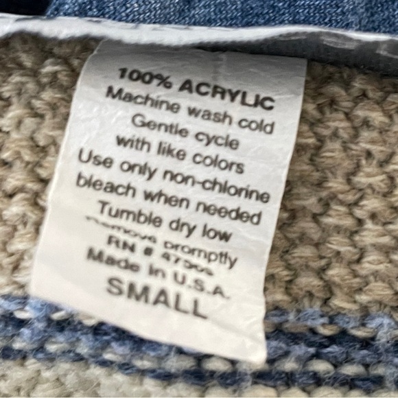 Dress Barn Blue and Tan Boho Y2K Zip Up Cardigan - Picture 6 of 6